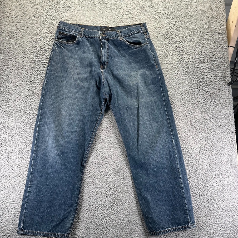 Vintage Calvin Klein Jeans Mens 38x29 Blue Cotton Denim Straight Relaxed Faded
